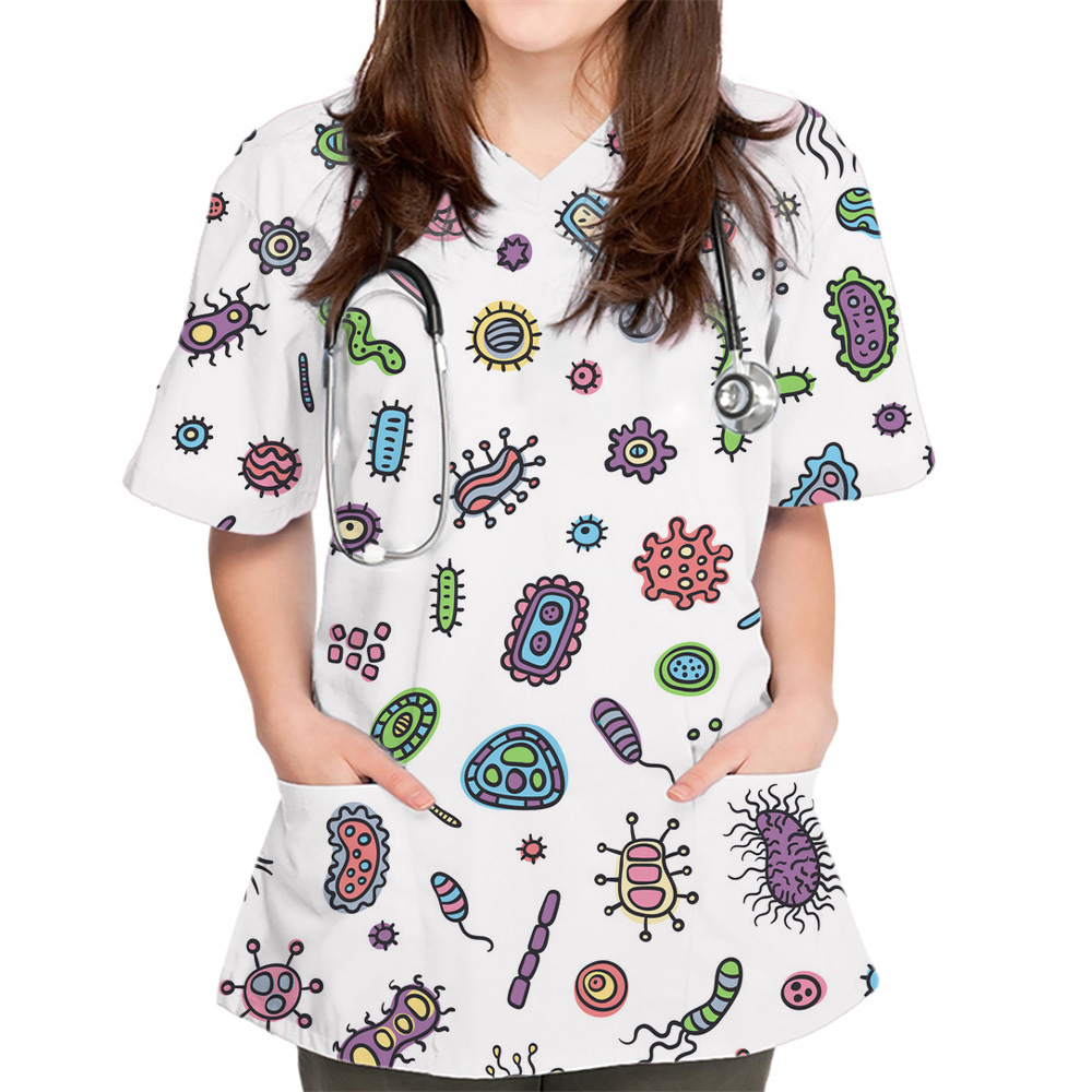 Medical Lab Uniform - Новые женские топы с принтом «Бактериограмма»